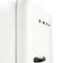 Porsche x SMEG FAB28 Egyajtós hűtőszekrény, felül fagyasztórekesszel, jobbos, Carrara White, ajtó közelről