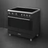 SMEG SZABADONÁLLÓ TŰZHELY, Classic design, 90 cm, 1 sütőtér, indukciós főzőlap, inox gombok és fogantyúk, matt fekete