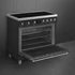 SMEG SZABADONÁLLÓ TŰZHELY, Classic design, 90 cm, 1 sütőtér, indukciós főzőlap, inox gombok és fogantyúk, matt fekete