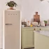 SMEG FAB28 Egyajtós hűtőszekrény, felül fagyasztórekesszel, jobbos - 50-es évek retro design, bézs