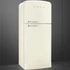SMEG FAB50 Kétajtós felülfagyasztós kombinált hűtőszekrény, jobbos - 50-es évek retro design, bézs - oldalról