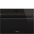 SMEG Kombinált Kompakt gőzsütő - Dolce Stil Novo design, fekete üveg, réz díszítéssel