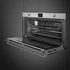 SMEG 90 cm széles hőlégkeveréses sütő, pirolitikus tisztítással, LCD kijelzővel, tekerőgombokkal - Classica design, inox