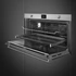 SMEG 90 cm széles hőlégkeveréses sütő, pirolitikus tisztítással, LCD kijelzővel, tekerőgombokkal - Classica design, inox