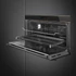 SMEG 90 cm széles hőlégkeveréses sütő, pirolitikus tisztítással, TFT kijelzővel - Dolce Stil Novo design, fekete üveg, réz díszítéssel
