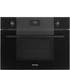 SMEG Kompakt kombinált mikrohullámú sütő Galileo sütőtérrel, LCD kijelzővel - Linea design, mélyfekete üveg