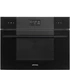 SMEG Kompakt kombinált mikrohullámú sütő Galileo sütőtérrel, nagy LCD kijelzővel - Linea design, mélyfekete üveg