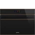 SMEG Galileo Speedwave Kompakt kombinált mikrohullámú sütő, TFT kijelzővel - Dolce Stil Novo design, fekete üveg, réz díszítéssel