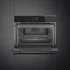 SMEG Galileo Steam100 Pro Kompakt kombinált gőzsütő, TFT kijelzővel - Dolce Stil Novo design, fekete üveg, réz díszítéssel