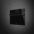SMEG Galileo Speedwave Kompakt kombinált mikrohullámú sütő, TFT kijelzővel, Wi-Fi kapcsolattal - Dolce Stil Novo design, fekete üveg, réz díszítéssel