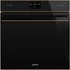 SMEG PIROLITIKUS HŐLÉGKEVERÉSES SÜTŐ, Dolce Stil Novo design, Galileo, 60 cm, ES LCD, fekete üveg, réz díszítéssel